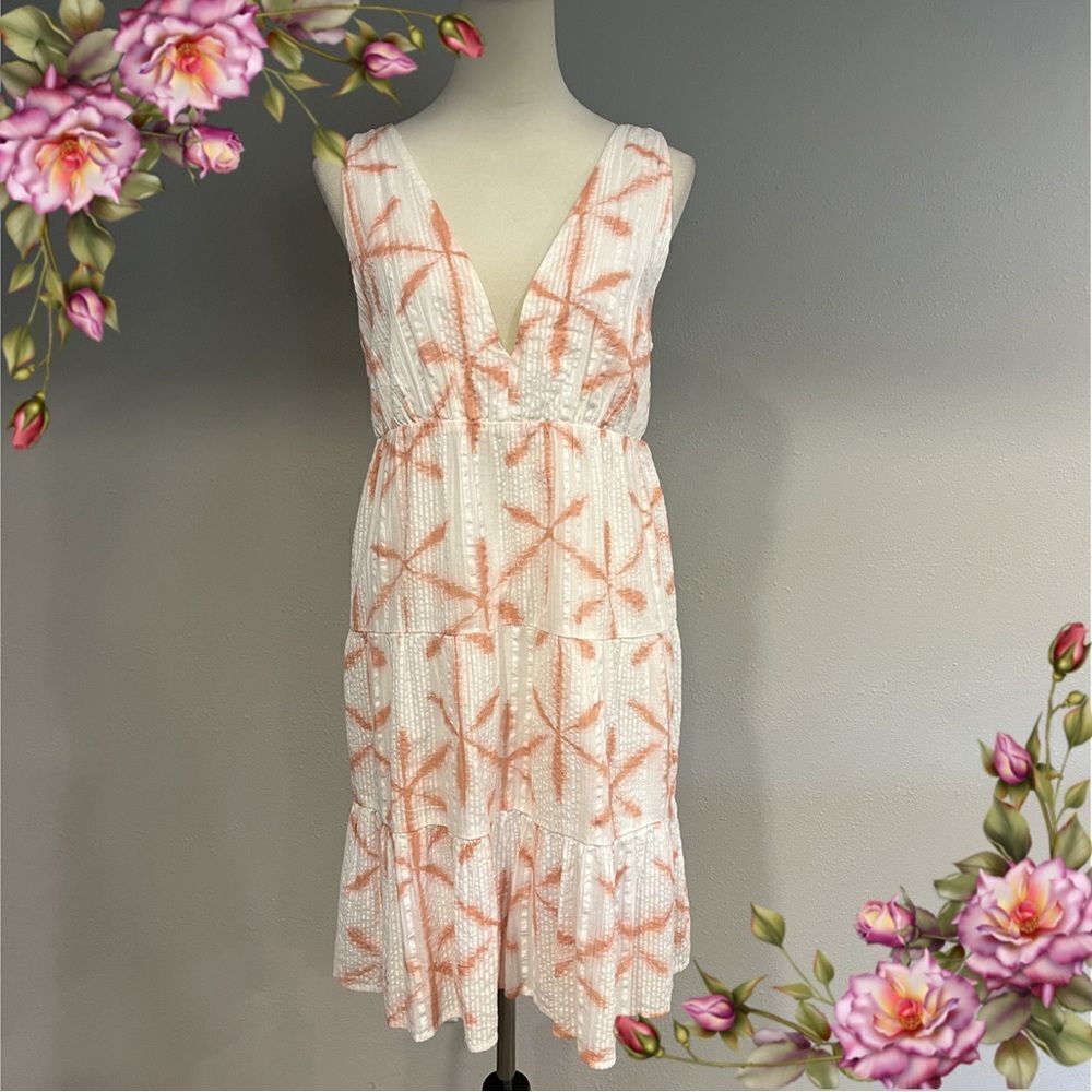 Loft deep v-neck Sleeveless Tie dye mini a-line dress size small